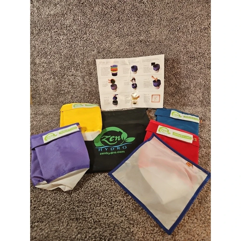 Zen Hydro Set Of 4 Extraction Bags With Pressing Screen . 1 Gallon. New